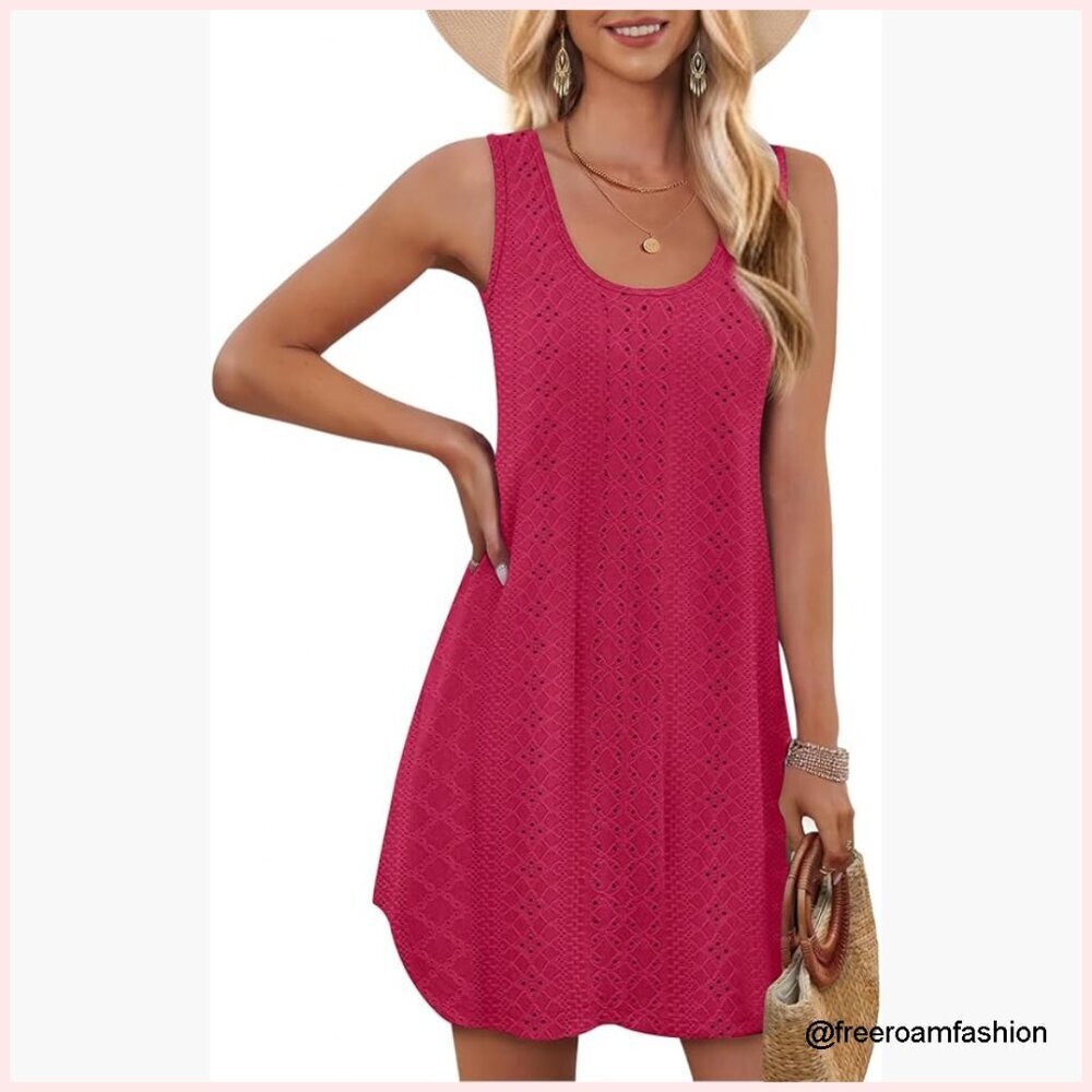 Sleeveless Crochet Swimsuit Coverup Tank Dress S-3XL Beach Pool Cover